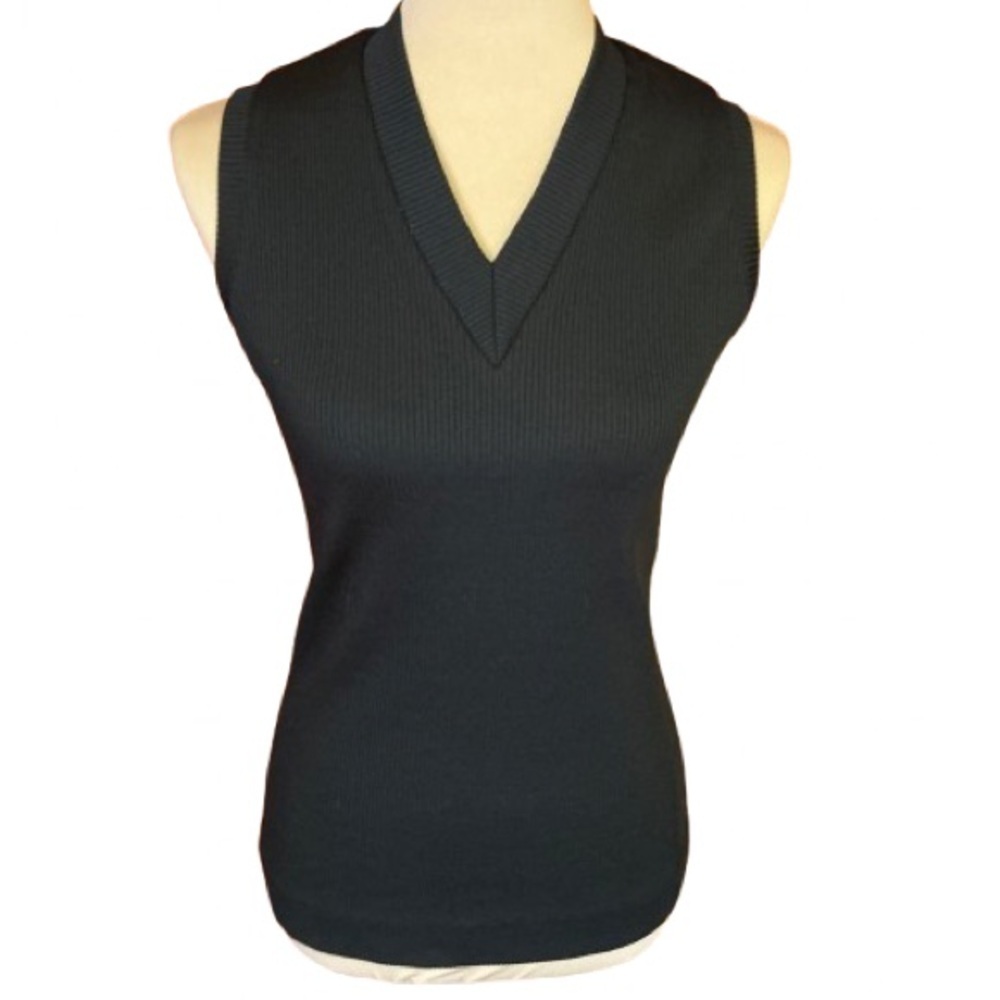 Vtg 70s black sexy v neck top